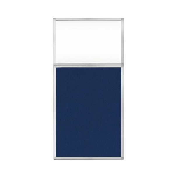 Versare Hush Panel Configurable Cubicle Partition 3' x 6' W/ Window Navy Blue Fabric Clear Window 1852303-2 - main